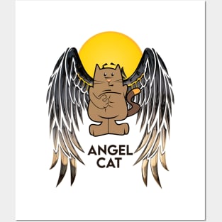 Funny Angel cat Posters and Art